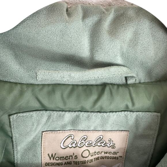 Cabela's Green Collared Quilted Line Button Up Jacket Pockets Size XL - Picture 8 of 8